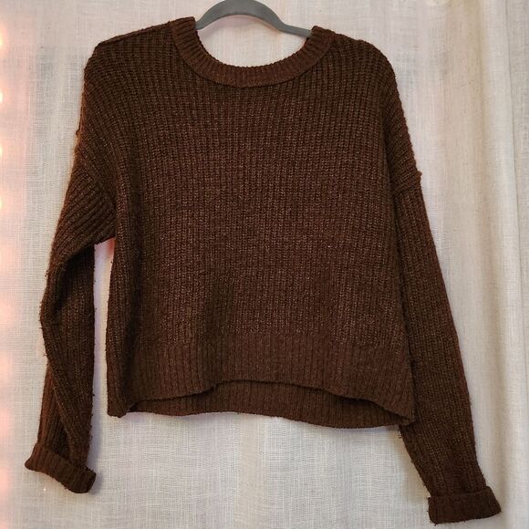 AE Cozy Brown Knit Sweater - Picture 1 of 7